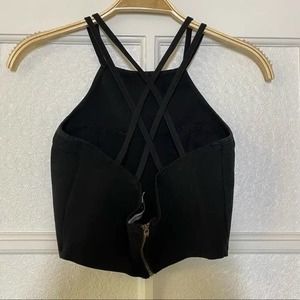 Dainty Hooligan Crop Top Criss Cross Strappy Back Small Black